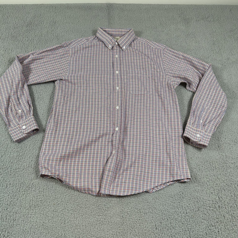 Haggar‎ Shirt Mens Large Multicolor Check Button Down Long Sleeve Casual